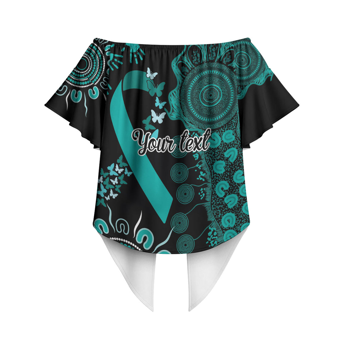 Australia Ovarian Cancer Support Personalised Off Shoulder Wrap Waist Top Aboriginal Ribbon Dot Painting