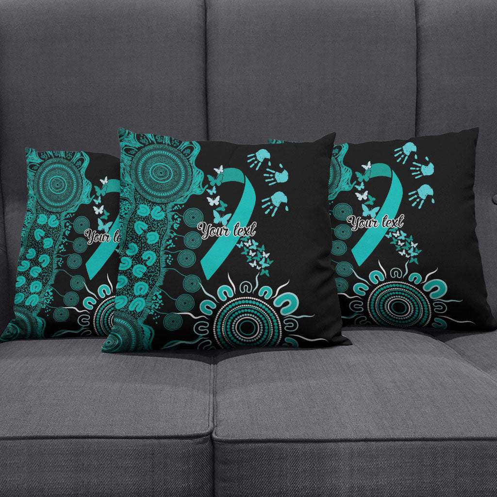 Australia Ovarian Cancer Support Personalised Pillow Cover Aboriginal Ribbon Dot Painting