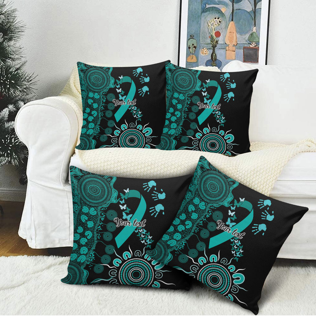 Australia Ovarian Cancer Support Personalised Pillow Cover Aboriginal Ribbon Dot Painting