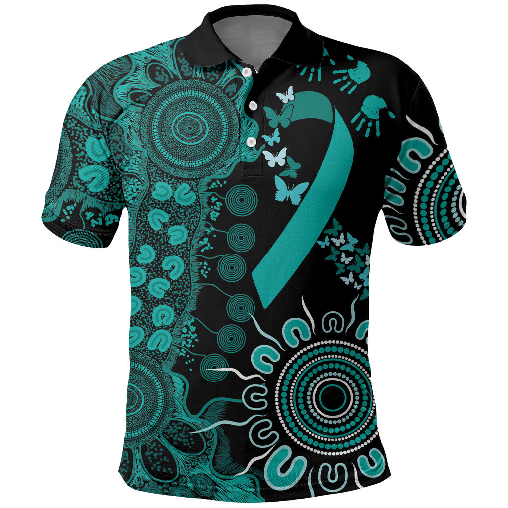 Australia Ovarian Cancer Support Personalised Polo Shirt Aboriginal Ribbon Dot Painting
