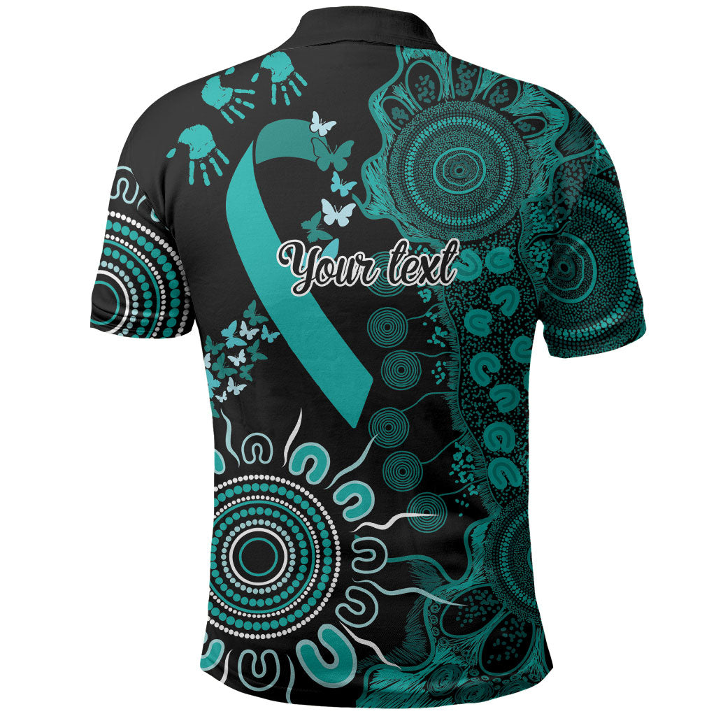 Australia Ovarian Cancer Support Personalised Polo Shirt Aboriginal Ribbon Dot Painting