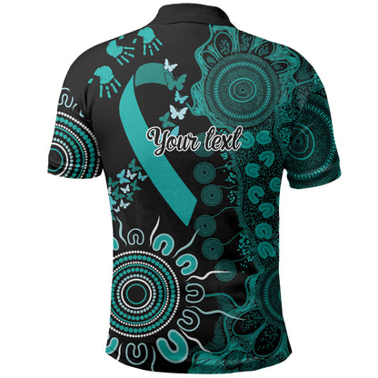 Australia Ovarian Cancer Support Personalised Polo Shirt Aboriginal Ribbon Dot Painting