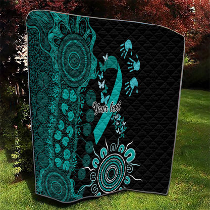 Australia Ovarian Cancer Support Personalised Quilt Aboriginal Ribbon Dot Painting