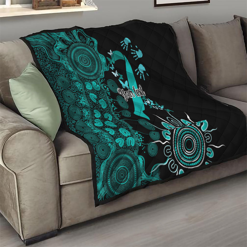 Australia Ovarian Cancer Support Personalised Quilt Aboriginal Ribbon Dot Painting