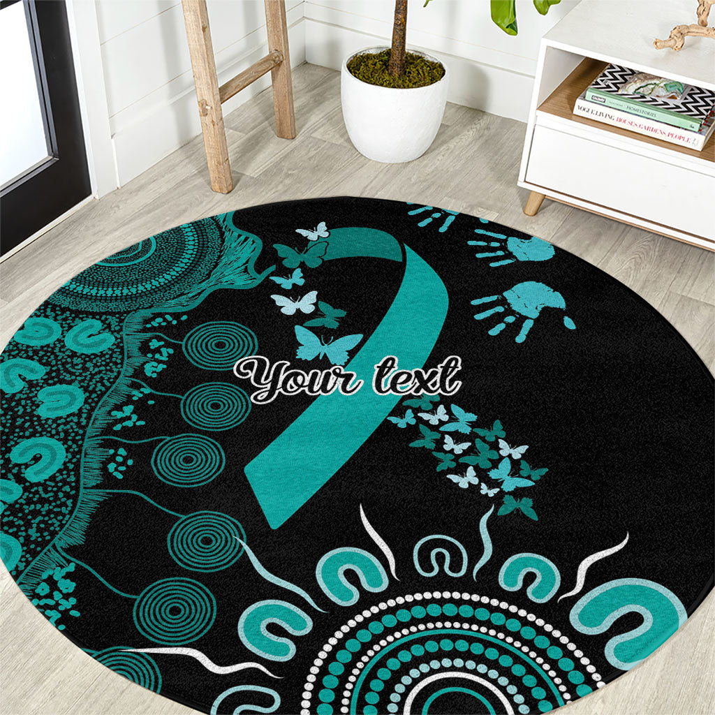Australia Ovarian Cancer Support Personalised Round Carpet Aboriginal Ribbon Dot Painting