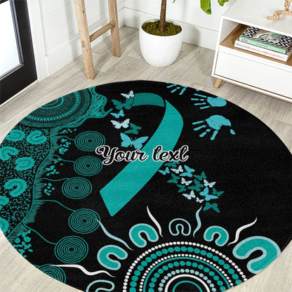 Australia Ovarian Cancer Support Personalised Round Carpet Aboriginal Ribbon Dot Painting