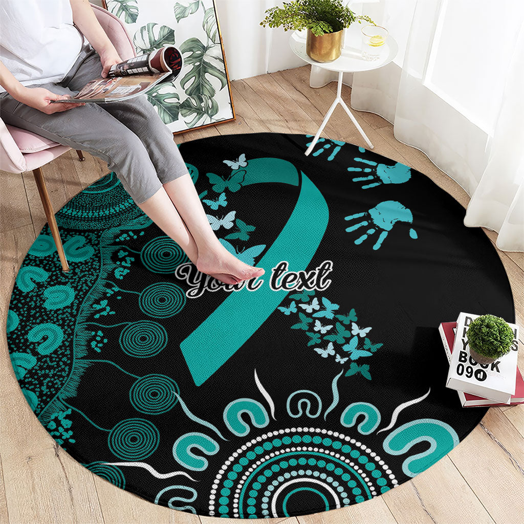 Australia Ovarian Cancer Support Personalised Round Carpet Aboriginal Ribbon Dot Painting