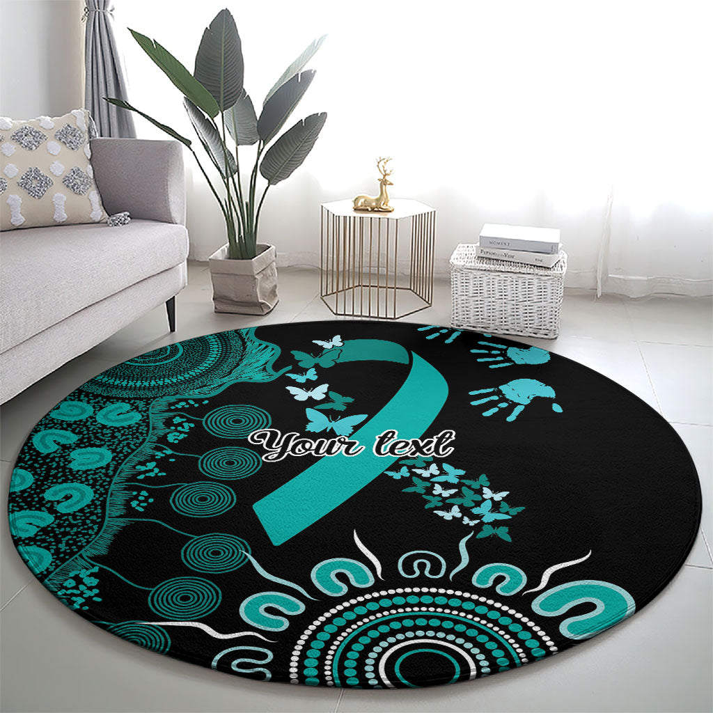 Australia Ovarian Cancer Support Personalised Round Carpet Aboriginal Ribbon Dot Painting