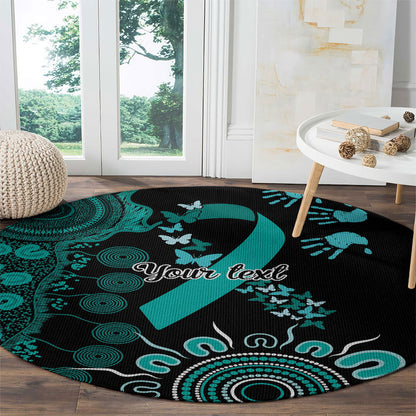 Australia Ovarian Cancer Support Personalised Round Carpet Aboriginal Ribbon Dot Painting