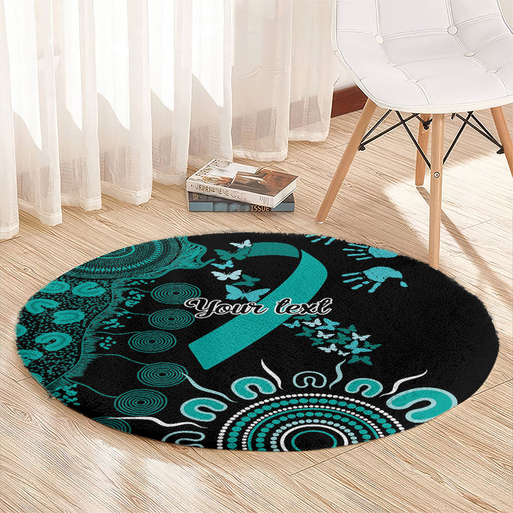Australia Ovarian Cancer Support Personalised Round Carpet Aboriginal Ribbon Dot Painting