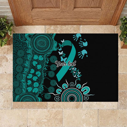 Australia Ovarian Cancer Support Personalised Rubber Doormat Aboriginal Ribbon Dot Painting