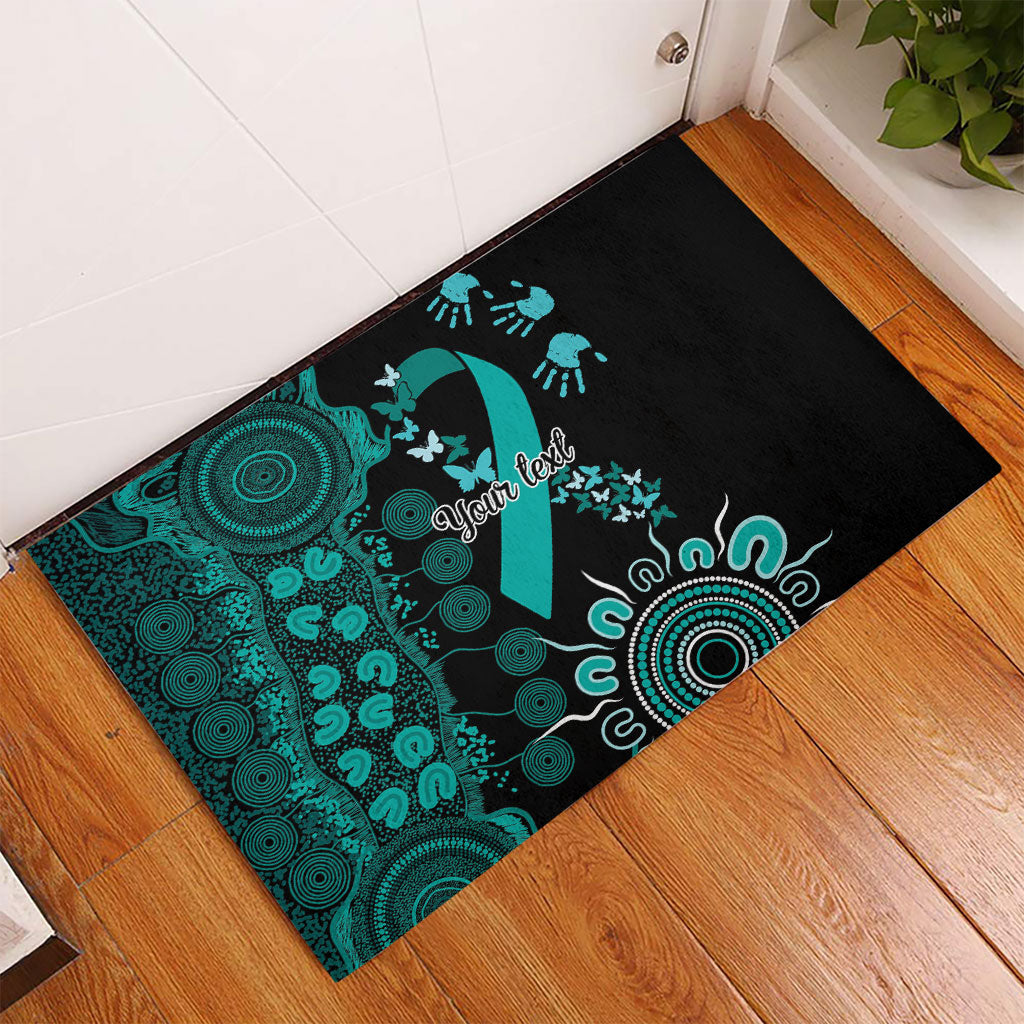 Australia Ovarian Cancer Support Personalised Rubber Doormat Aboriginal Ribbon Dot Painting