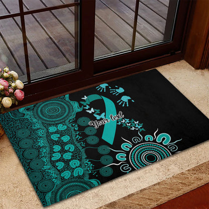 Australia Ovarian Cancer Support Personalised Rubber Doormat Aboriginal Ribbon Dot Painting