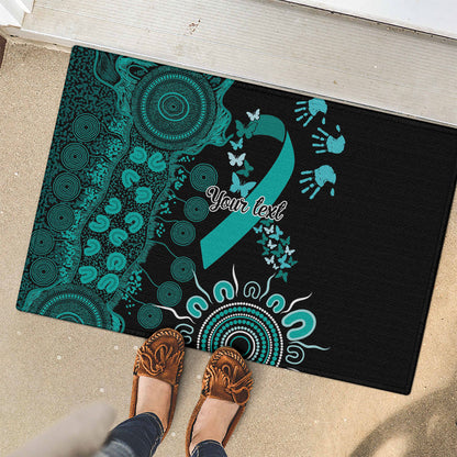 Australia Ovarian Cancer Support Personalised Rubber Doormat Aboriginal Ribbon Dot Painting