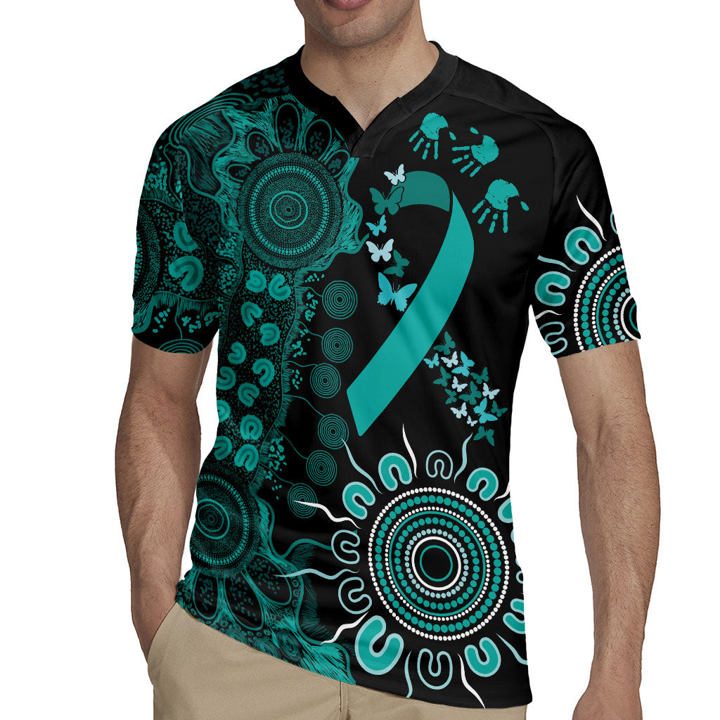 Australia Ovarian Cancer Support Personalised Rugby Jersey Aboriginal Ribbon Dot Painting