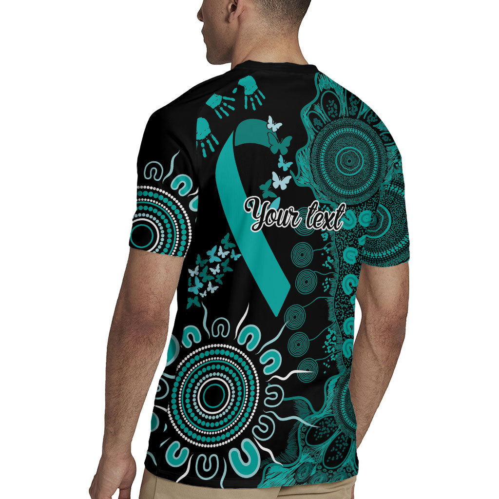 Australia Ovarian Cancer Support Personalised Rugby Jersey Aboriginal Ribbon Dot Painting
