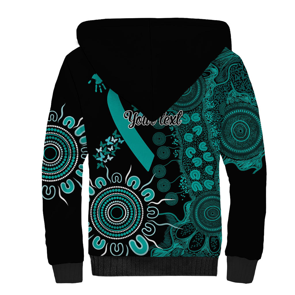 Australia Ovarian Cancer Support Personalised Sherpa Hoodie Aboriginal Ribbon Dot Painting