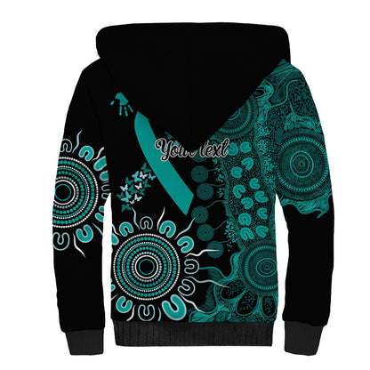 Australia Ovarian Cancer Support Personalised Sherpa Hoodie Aboriginal Ribbon Dot Painting