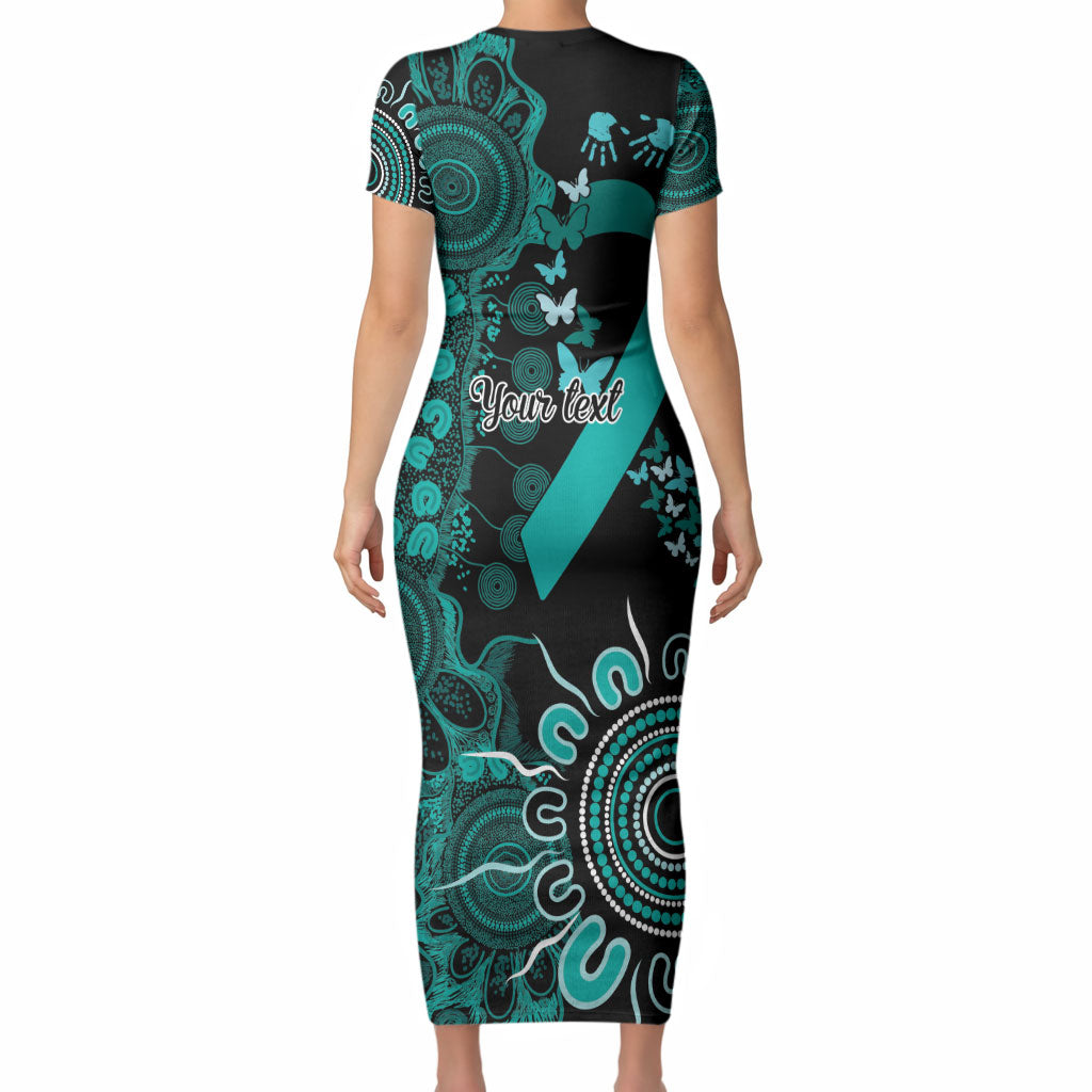 Australia Ovarian Cancer Support Personalised Short Sleeve Bodycon Dress Aboriginal Ribbon Dot Painting