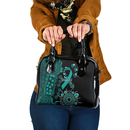 Australia Ovarian Cancer Support Personalised Shoulder Handbag Aboriginal Ribbon Dot Painting