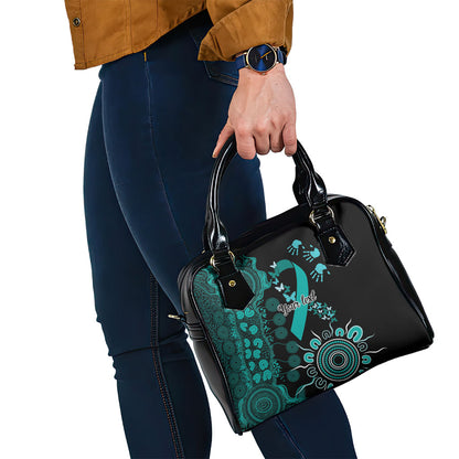 Australia Ovarian Cancer Support Personalised Shoulder Handbag Aboriginal Ribbon Dot Painting