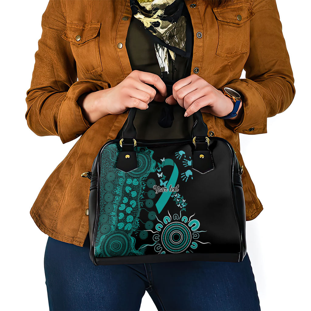 Australia Ovarian Cancer Support Personalised Shoulder Handbag Aboriginal Ribbon Dot Painting