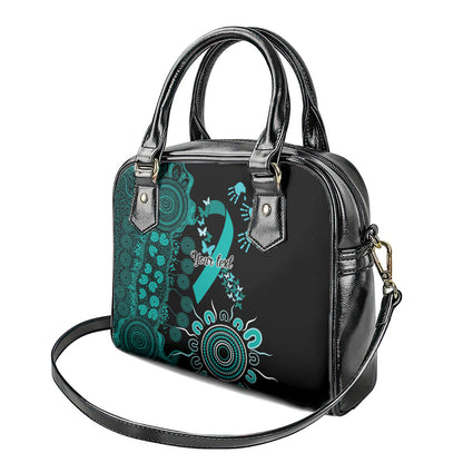 Australia Ovarian Cancer Support Personalised Shoulder Handbag Aboriginal Ribbon Dot Painting