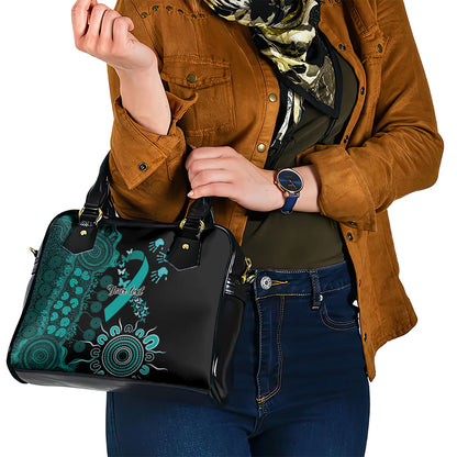 Australia Ovarian Cancer Support Personalised Shoulder Handbag Aboriginal Ribbon Dot Painting