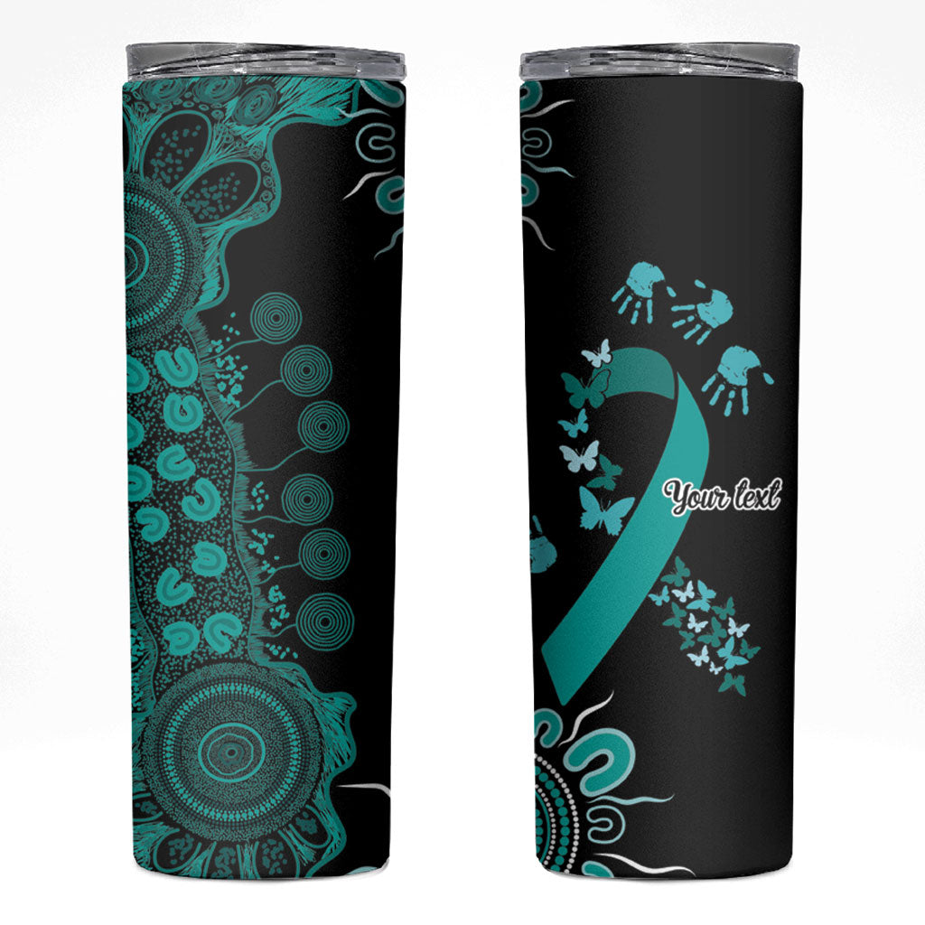 Australia Ovarian Cancer Support Personalised Skinny Tumbler Aboriginal Ribbon Dot Painting