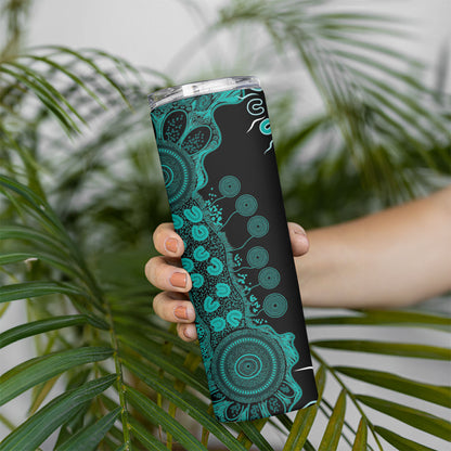 Australia Ovarian Cancer Support Personalised Skinny Tumbler Aboriginal Ribbon Dot Painting
