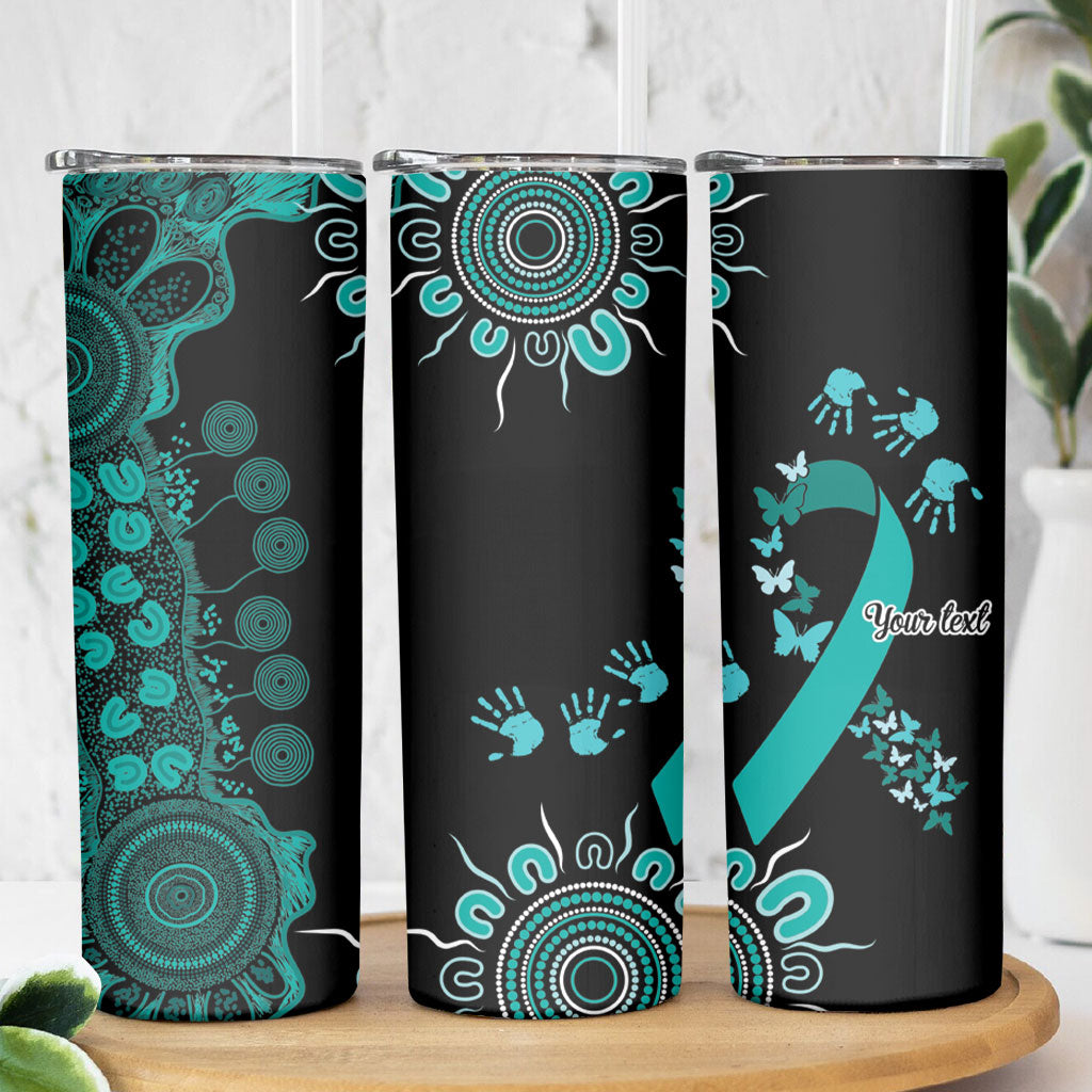 Australia Ovarian Cancer Support Personalised Skinny Tumbler Aboriginal Ribbon Dot Painting