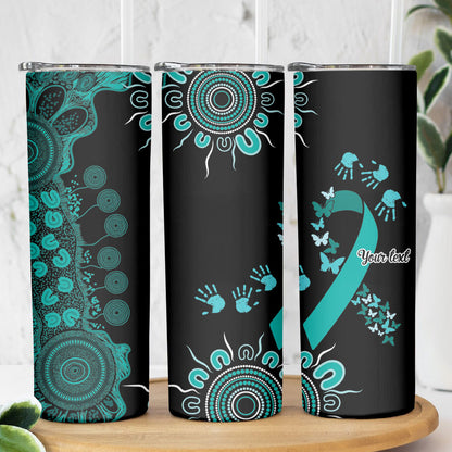 Australia Ovarian Cancer Support Personalised Skinny Tumbler Aboriginal Ribbon Dot Painting