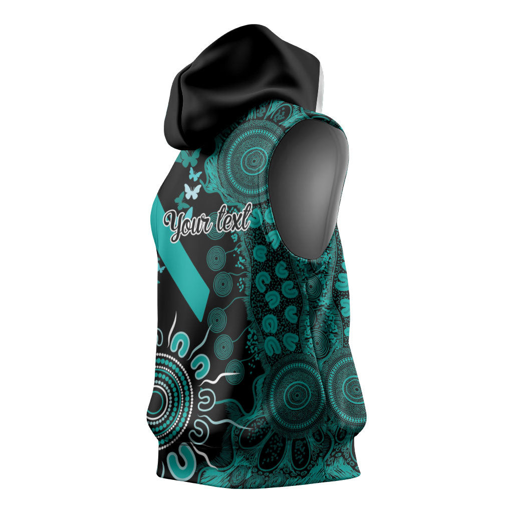Australia Ovarian Cancer Support Personalised Sleeveless Hoodie Aboriginal Ribbon Dot Painting