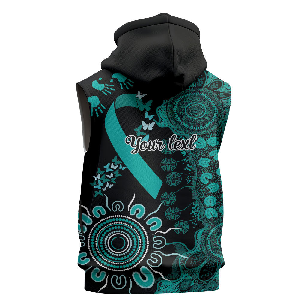 Australia Ovarian Cancer Support Personalised Sleeveless Zip Hoodie Aboriginal Ribbon Dot Painting