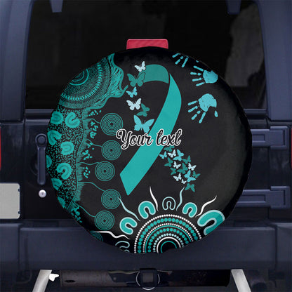 Australia Ovarian Cancer Support Personalised Spare Tire Cover Aboriginal Ribbon Dot Painting
