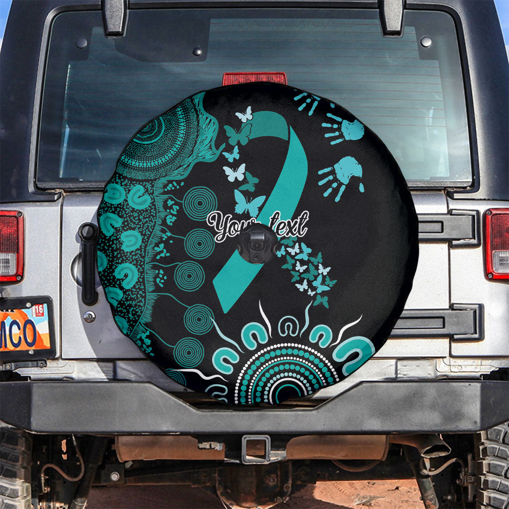 Australia Ovarian Cancer Support Personalised Spare Tire Cover Aboriginal Ribbon Dot Painting