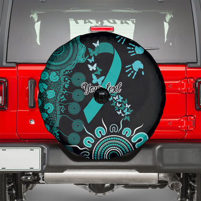 Australia Ovarian Cancer Support Personalised Spare Tire Cover Aboriginal Ribbon Dot Painting