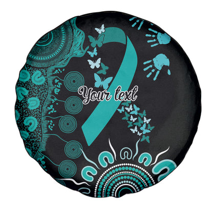 Australia Ovarian Cancer Support Personalised Spare Tire Cover Aboriginal Ribbon Dot Painting