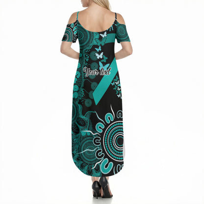 Australia Ovarian Cancer Support Personalised Summer Maxi Dress Aboriginal Ribbon Dot Painting