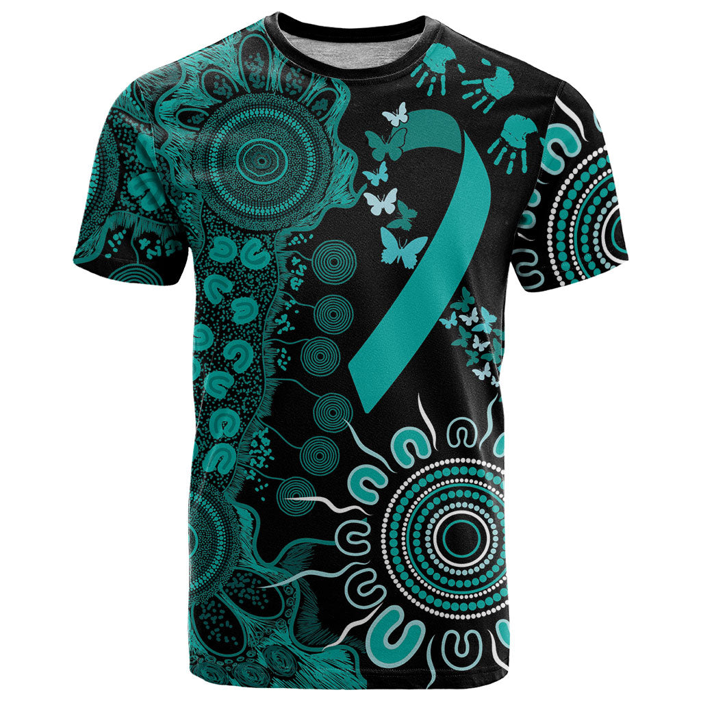 Australia Ovarian Cancer Support Personalised T Shirt Aboriginal Ribbon Dot Painting