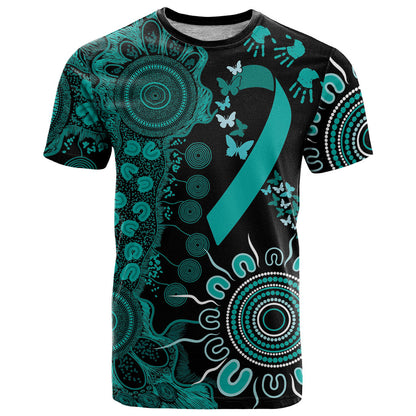 Australia Ovarian Cancer Support Personalised T Shirt Aboriginal Ribbon Dot Painting