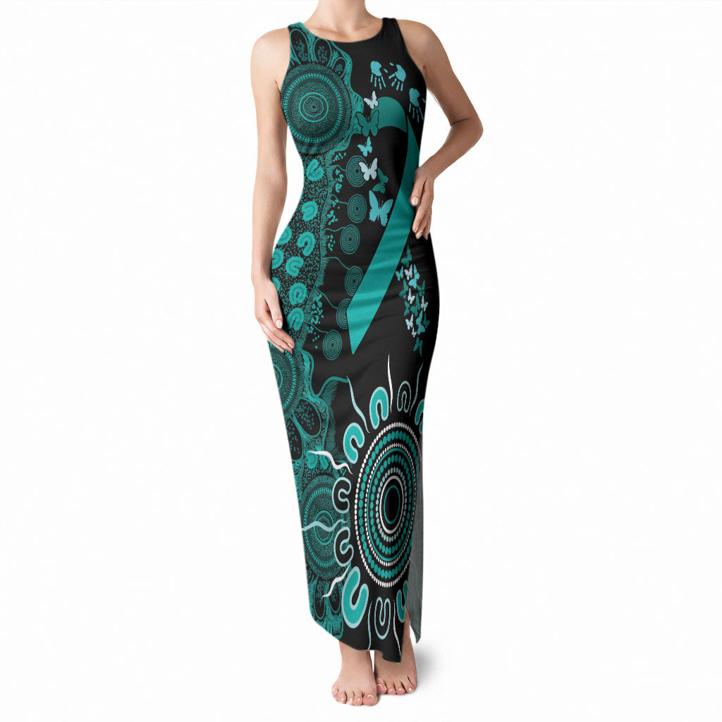 Australia Ovarian Cancer Support Personalised Tank Maxi Dress Aboriginal Ribbon Dot Painting