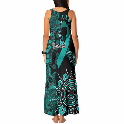 Australia Ovarian Cancer Support Personalised Tank Maxi Dress Aboriginal Ribbon Dot Painting
