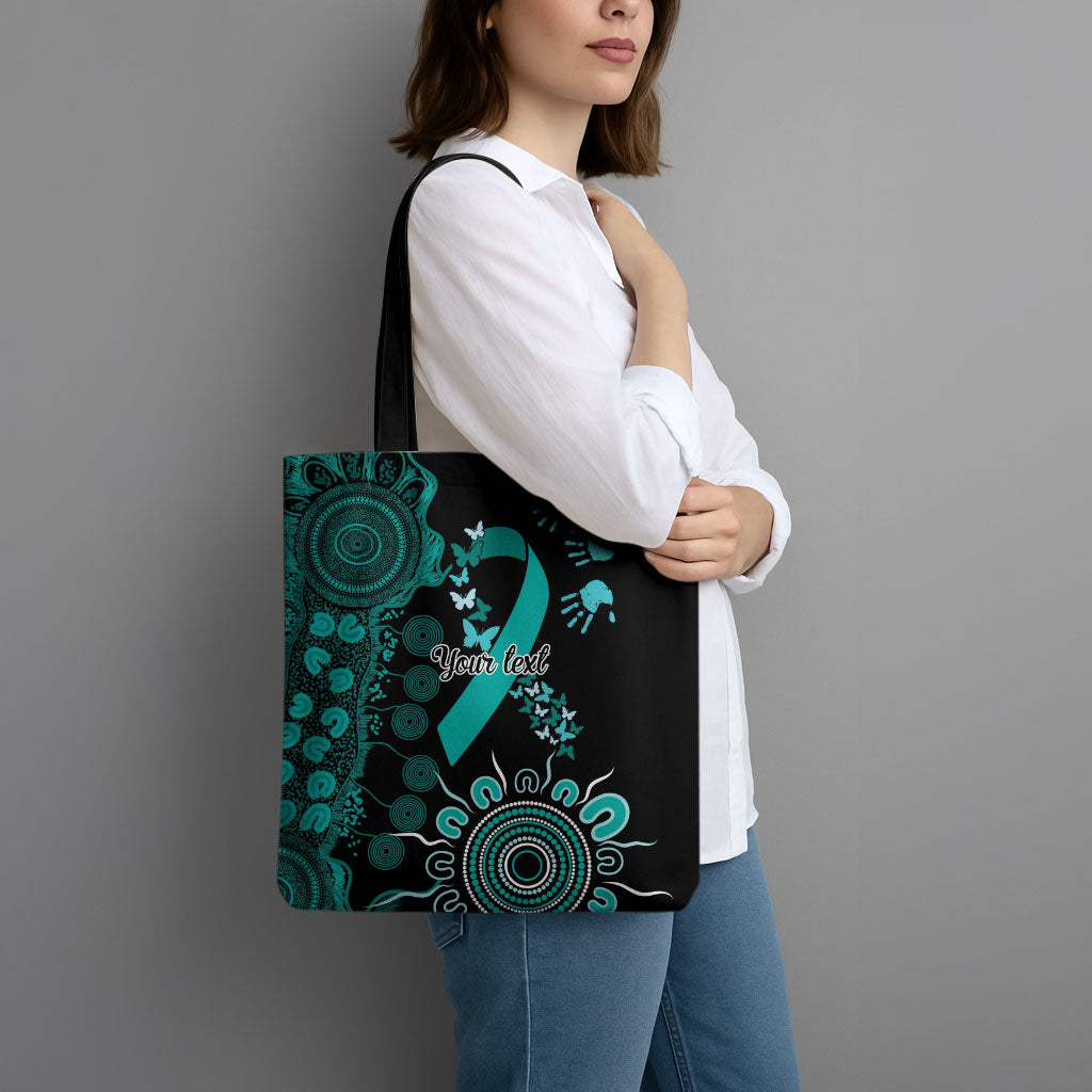 Australia Ovarian Cancer Support Personalised Tote Bag Aboriginal Ribbon Dot Painting