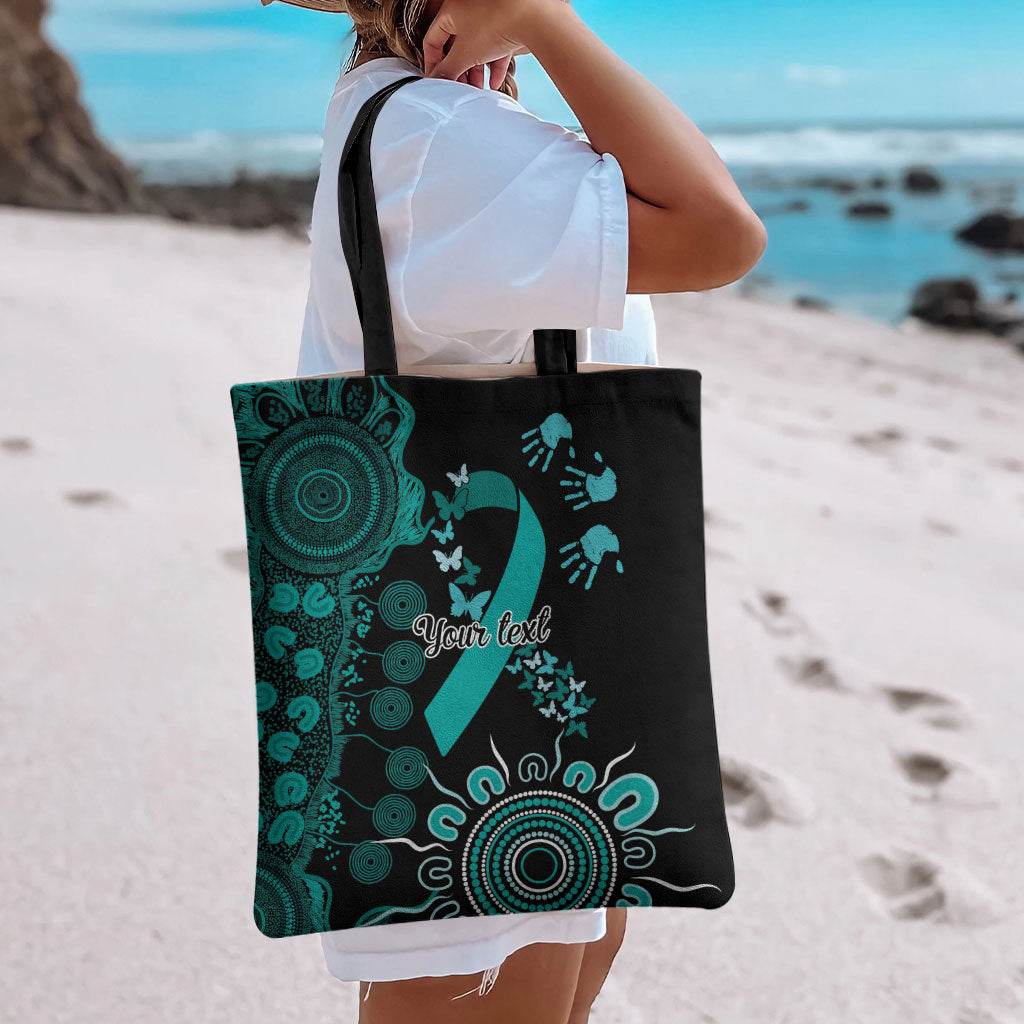 Australia Ovarian Cancer Support Personalised Tote Bag Aboriginal Ribbon Dot Painting
