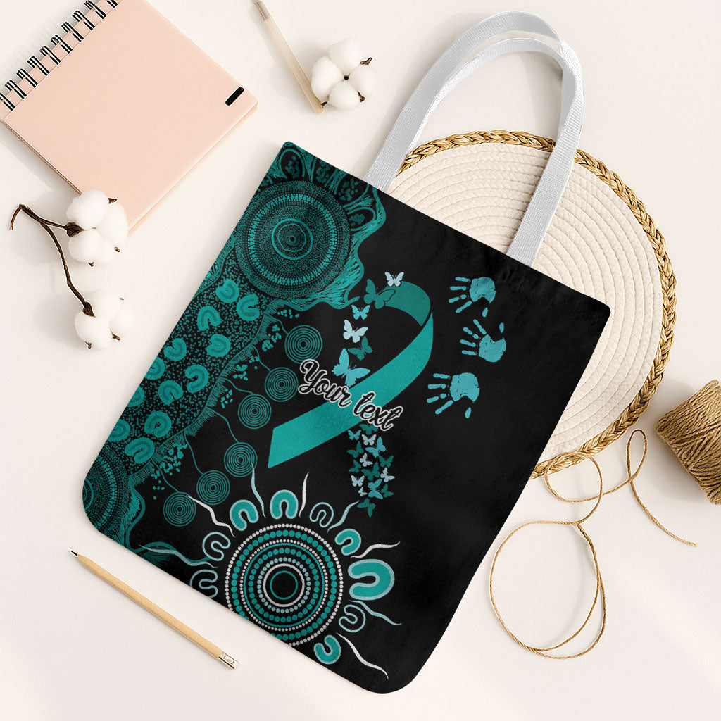 Australia Ovarian Cancer Support Personalised Tote Bag Aboriginal Ribbon Dot Painting