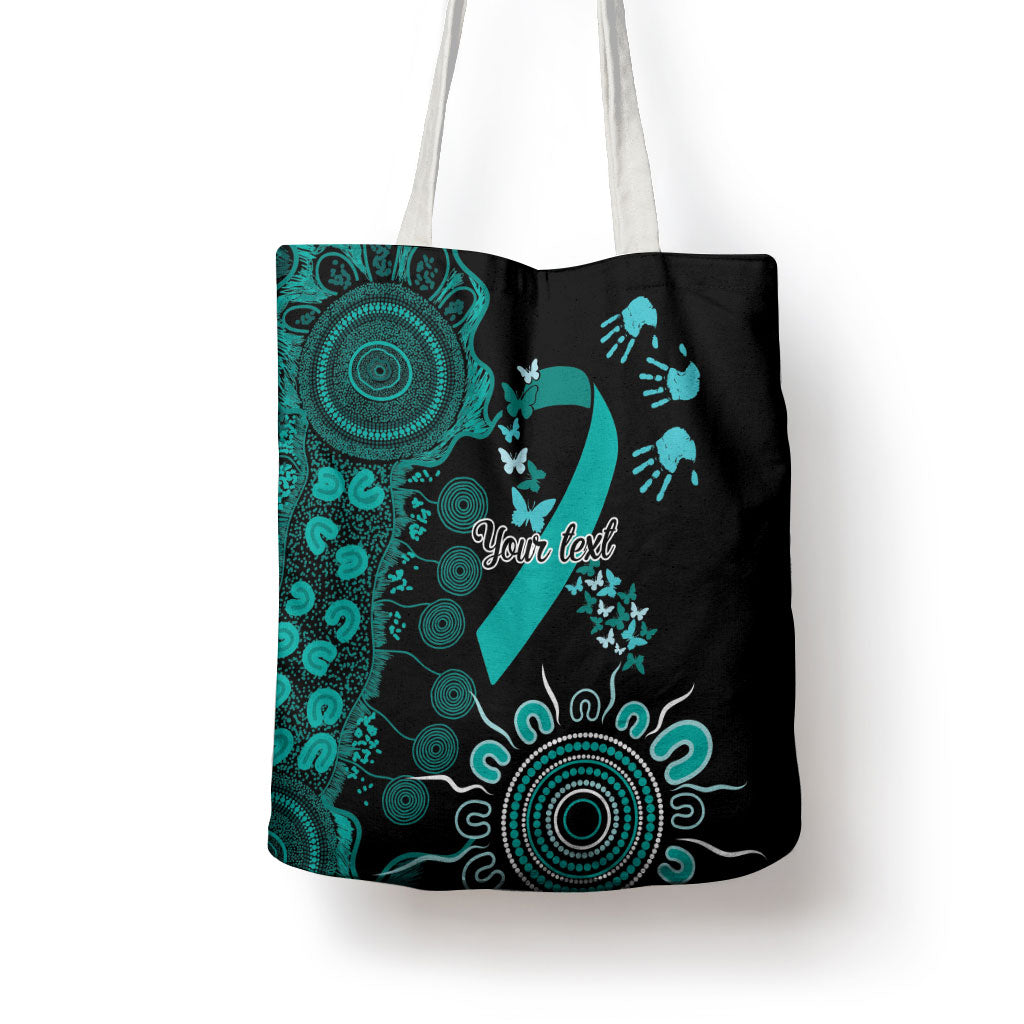Australia Ovarian Cancer Support Personalised Tote Bag Aboriginal Ribbon Dot Painting