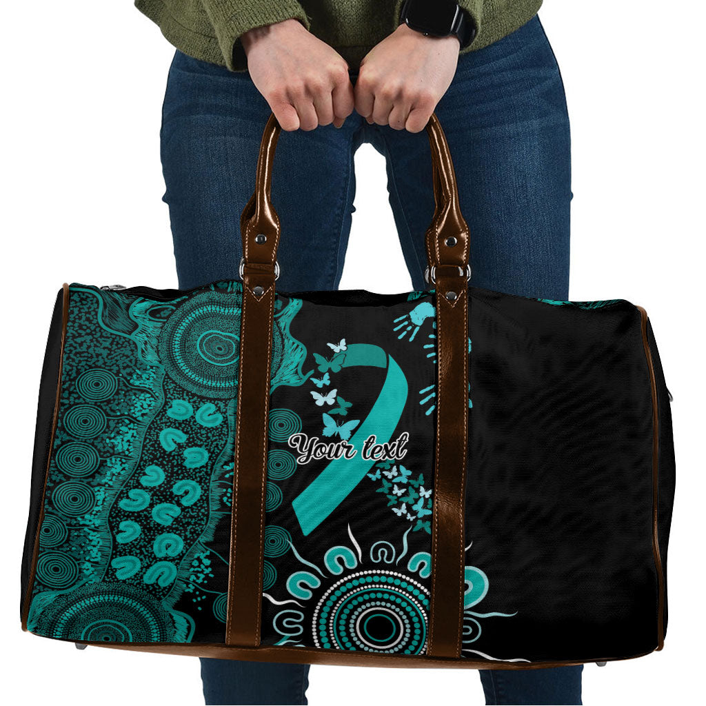 Australia Ovarian Cancer Support Personalised Travel Bag Aboriginal Ribbon Dot Painting