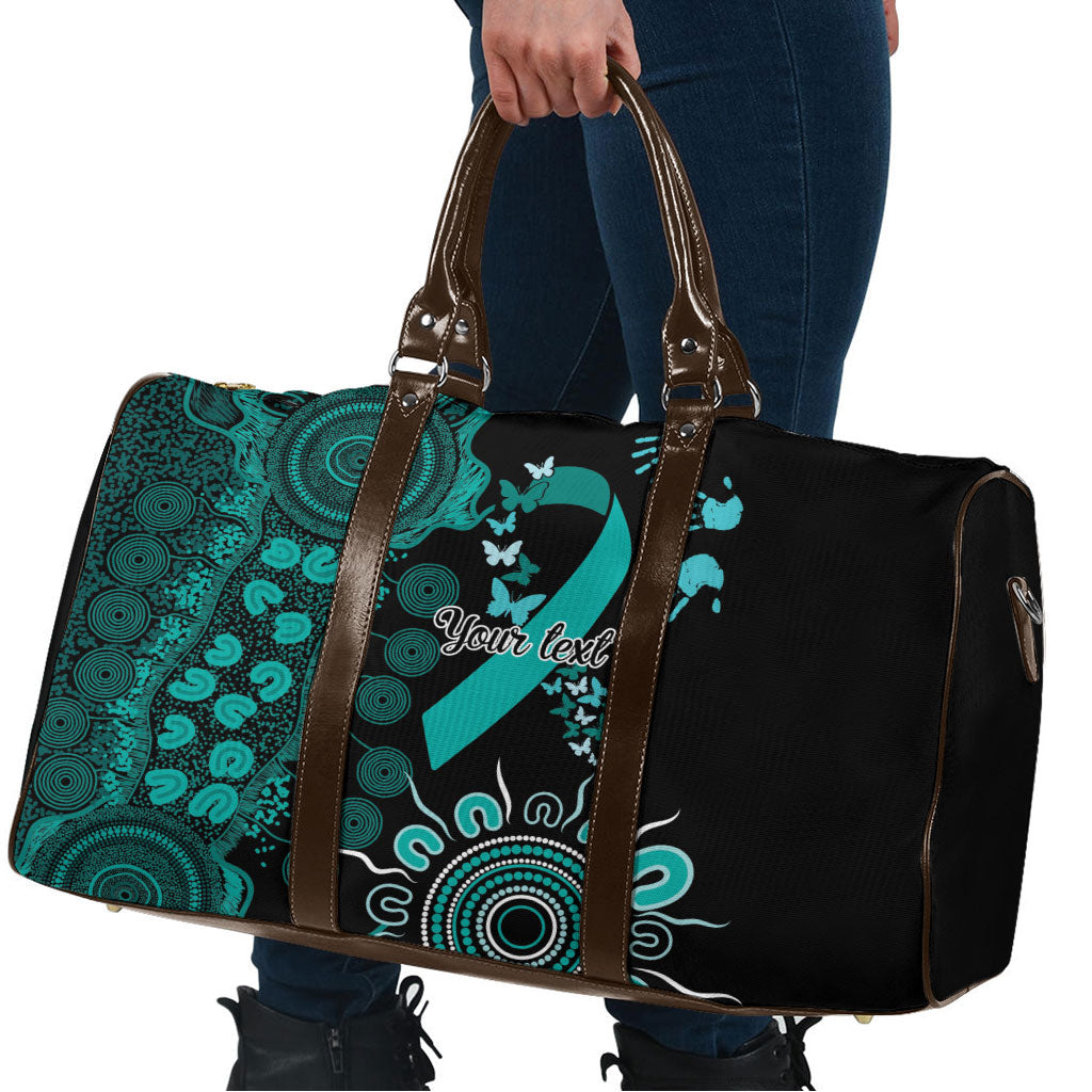 Australia Ovarian Cancer Support Personalised Travel Bag Aboriginal Ribbon Dot Painting