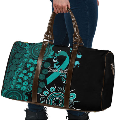 Australia Ovarian Cancer Support Personalised Travel Bag Aboriginal Ribbon Dot Painting